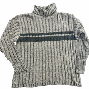 Vintage Ribbed Turtleneck Sweater Men’s XL Striped Acrylic‎ Knit